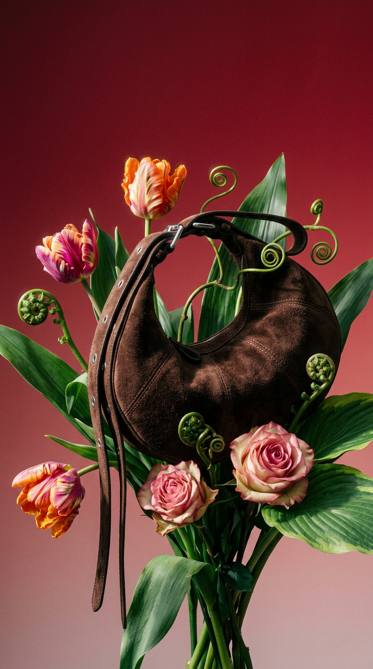 AI product shot of Croissant Luna Bag