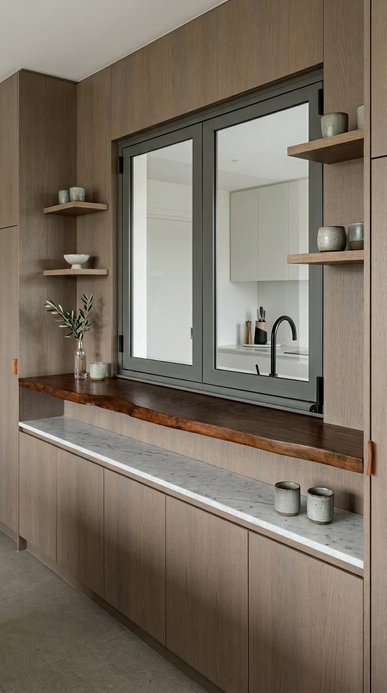 AI product shot of Live Edge Kitchen Servery Benchtop