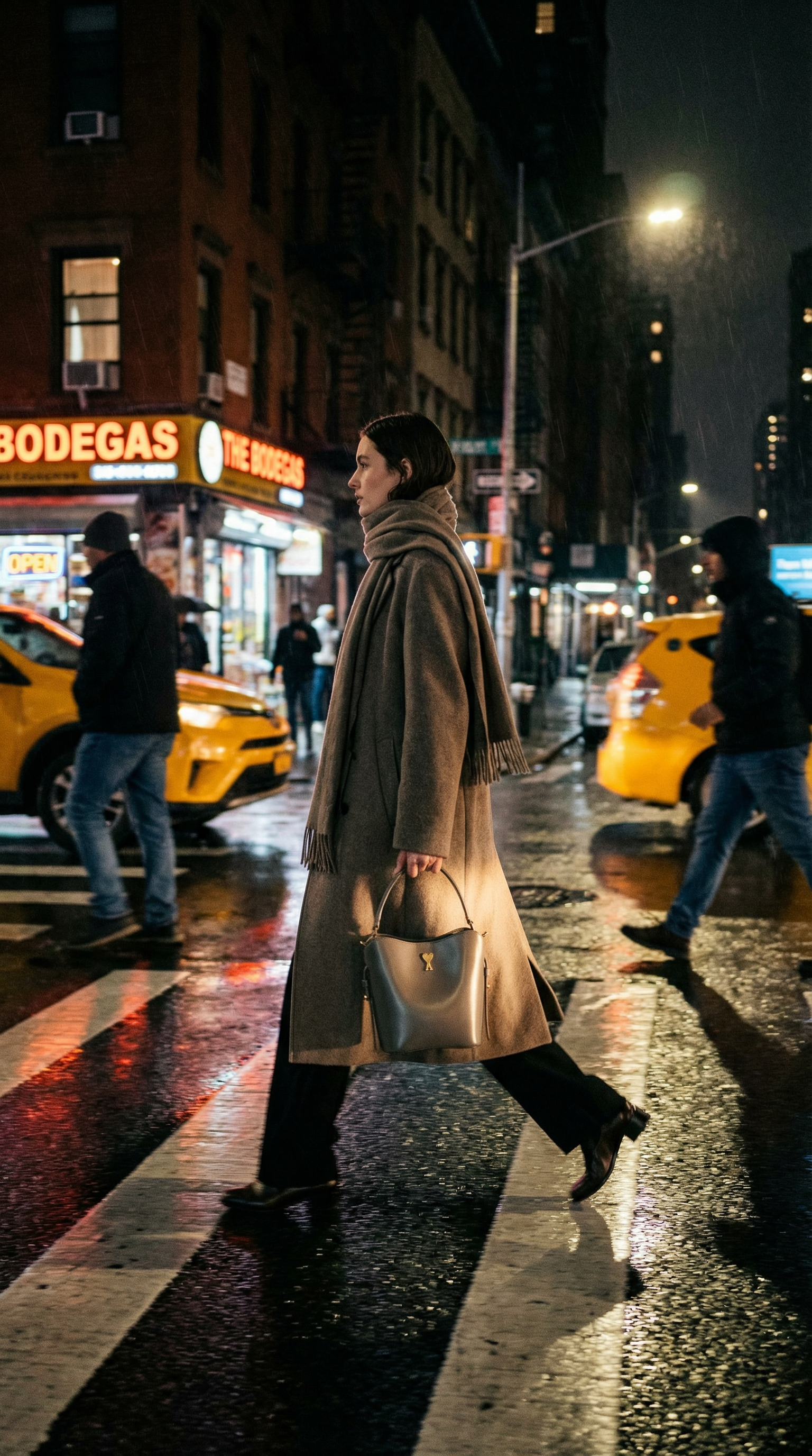 AI product shot of Grey Glazed Leather Mini Paris Paris Bucket Bag