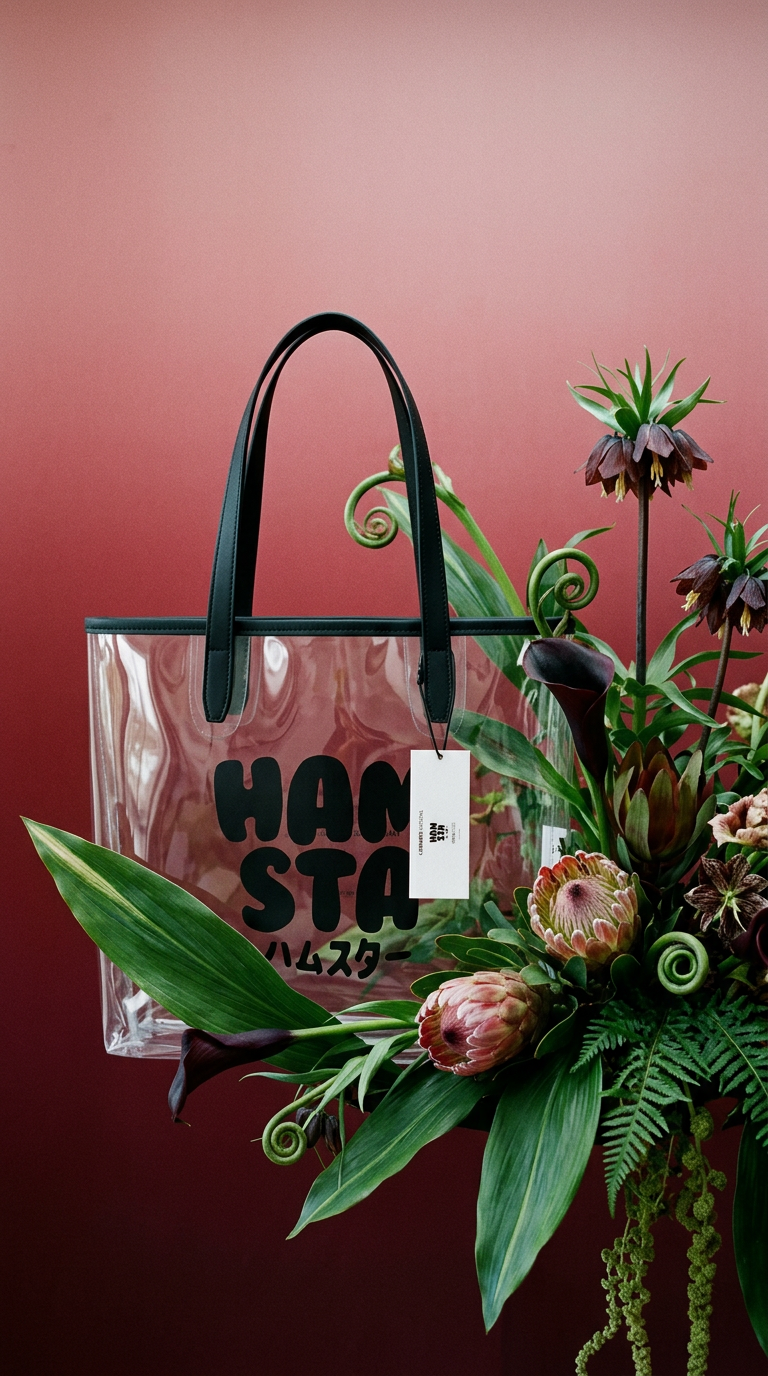 AI product shot of HAMSTA® DA BLACK LOGO – Clear Tote Bag