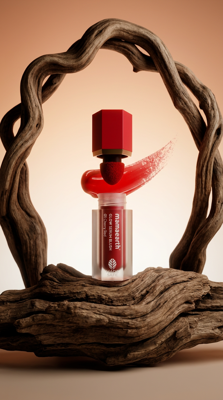 AI product shot of Glow Serum Blush 01 Cherry Red