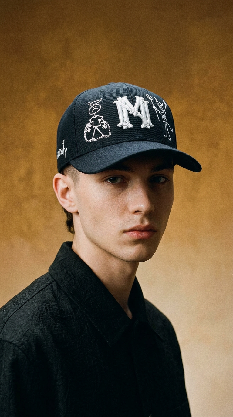 AI product shot of "Say No To The devil" Blazon Italian Wool Hat
