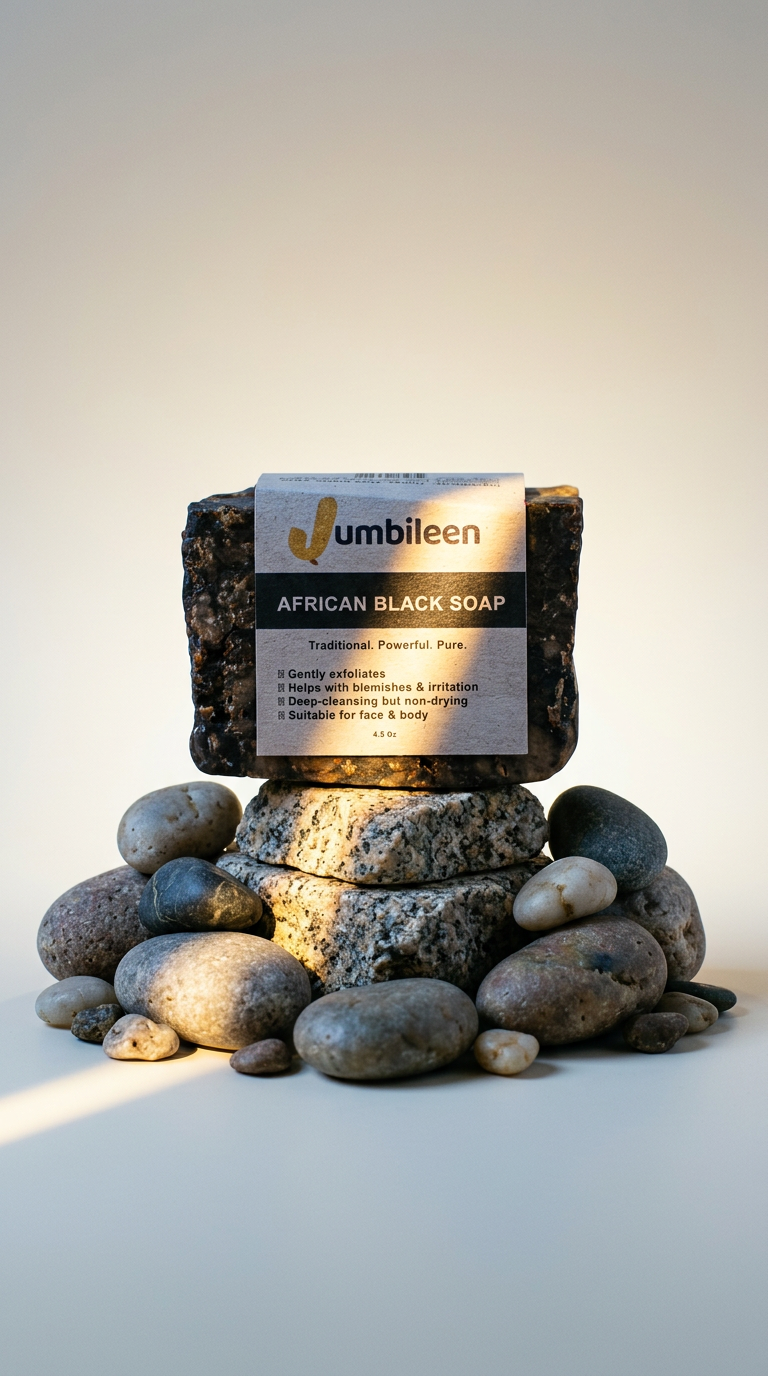 AI product shot of African Black Soap