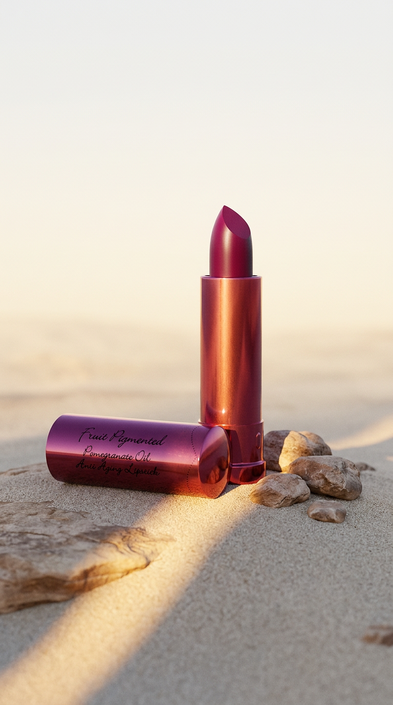 AI product shot of 100% Pure Fruit Pigmented Pomegranate Oil Anti Aging Lipstick: Calypso- 4.5g