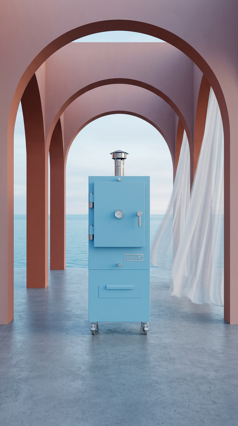 AI product shot of Charlie Charcoal Oven