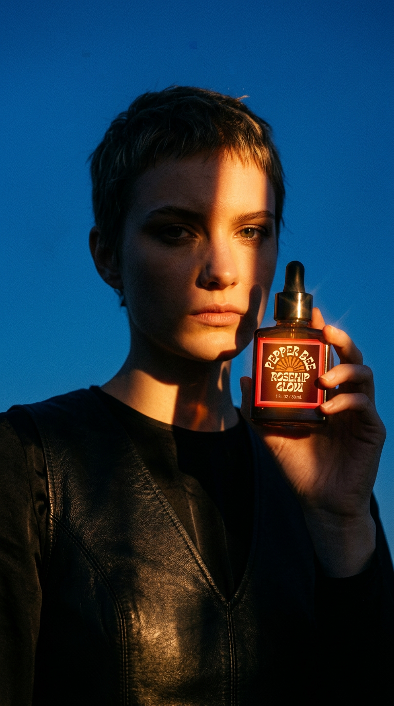 AI product shot of ROSEHIP GLOW