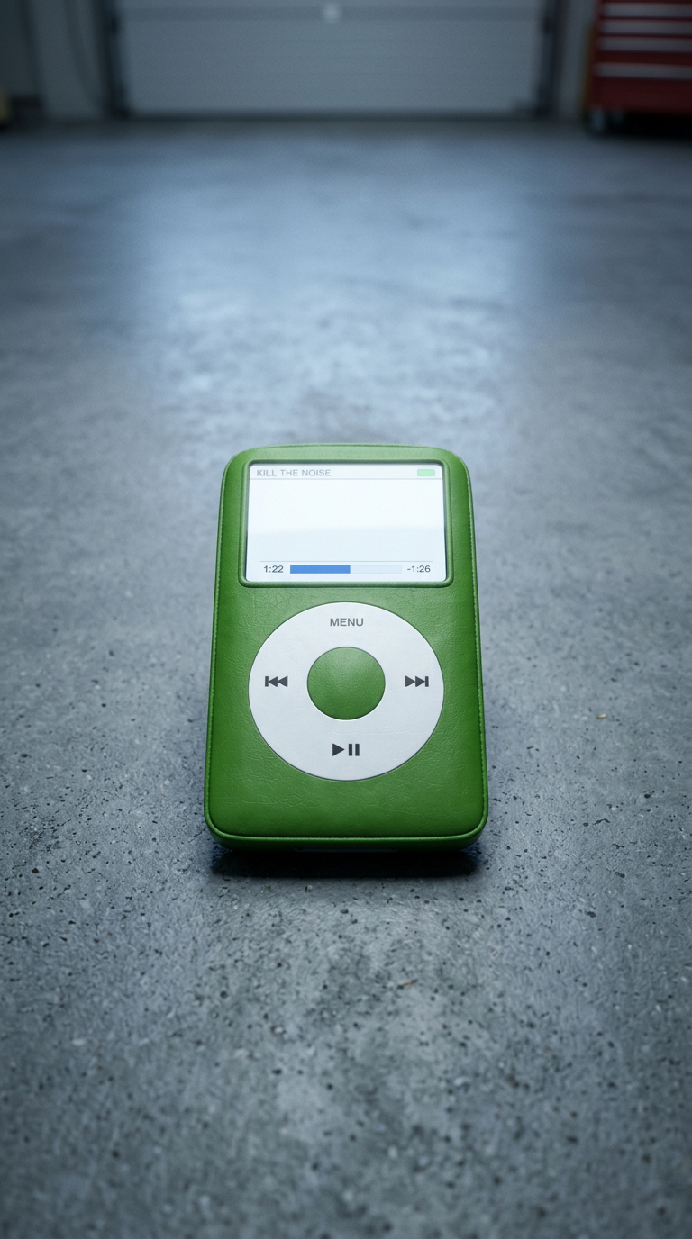 AI product shot of “Green KPod Backpack”