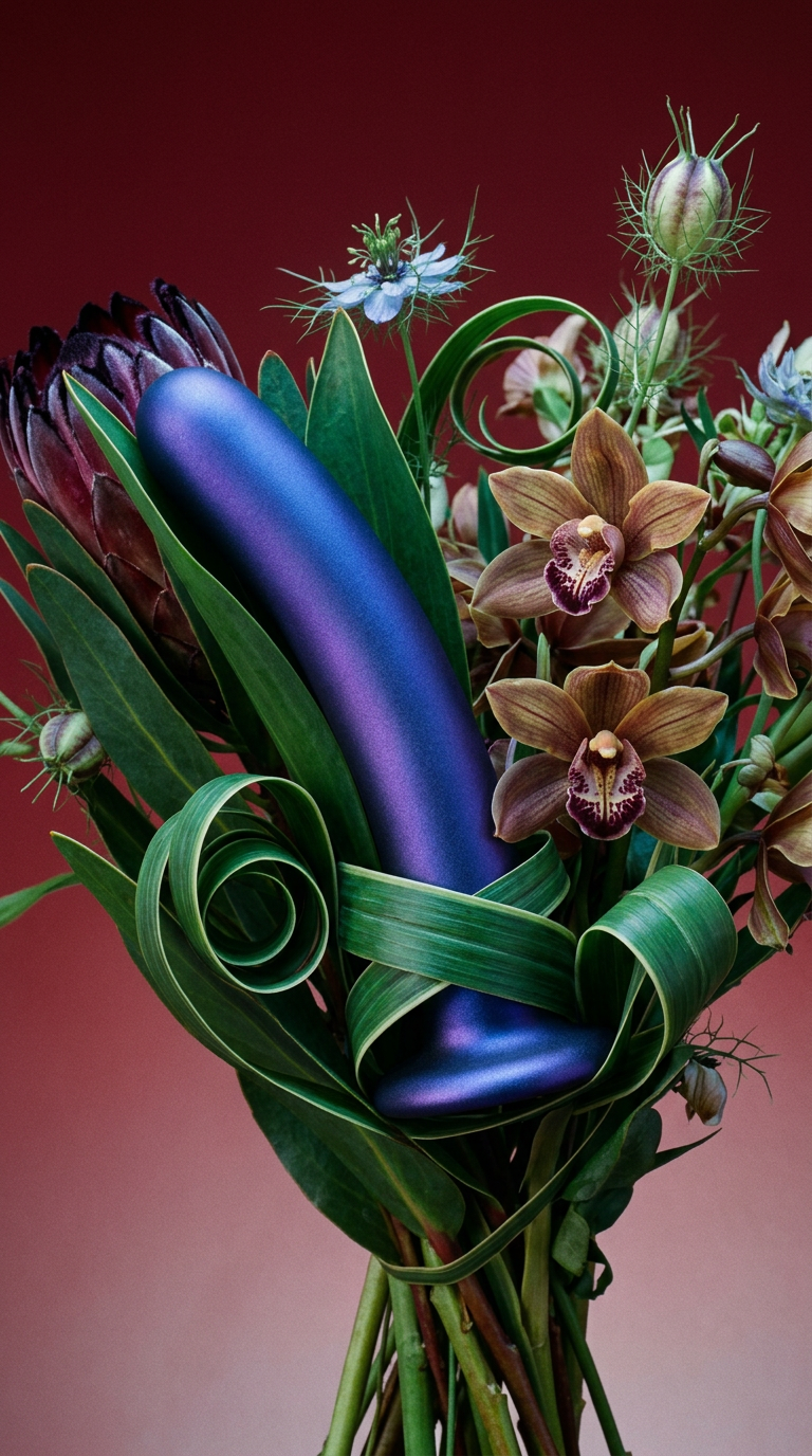 AI product shot of Shots Ouch! Liquid Silicone G-Spot 7 Inch Dildo - Metallic Blue