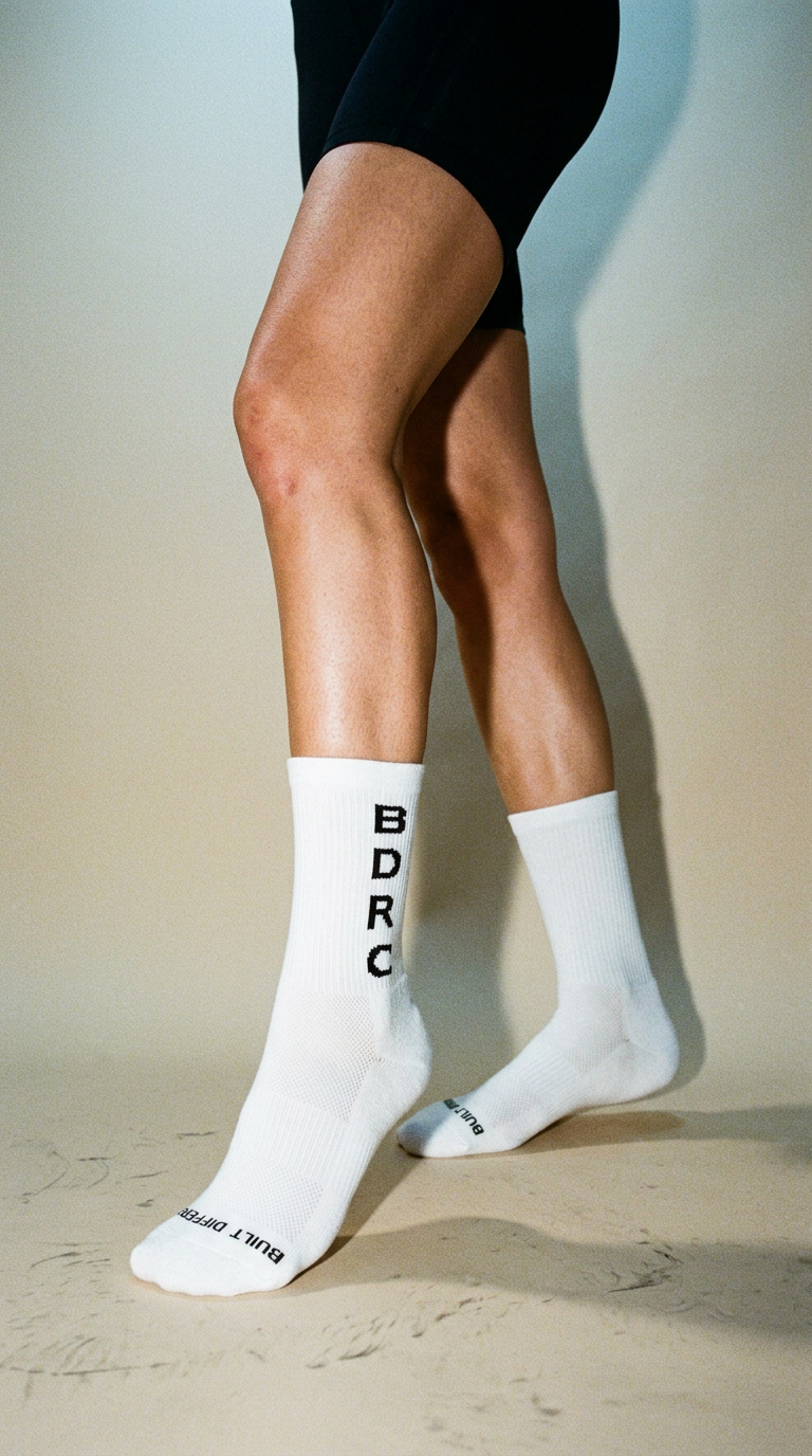 AI product shot of Run Club Crew Socks - White