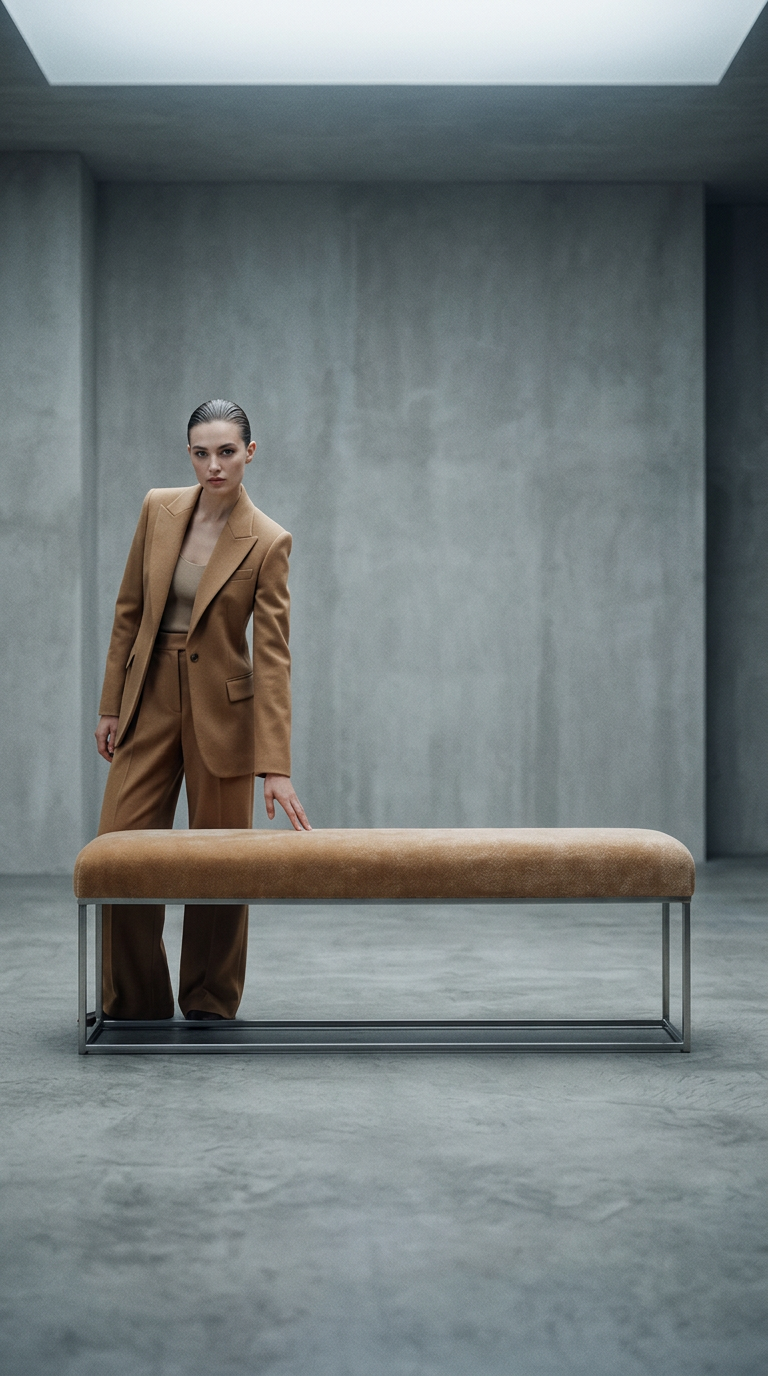 AI product shot of Handcrafted bench