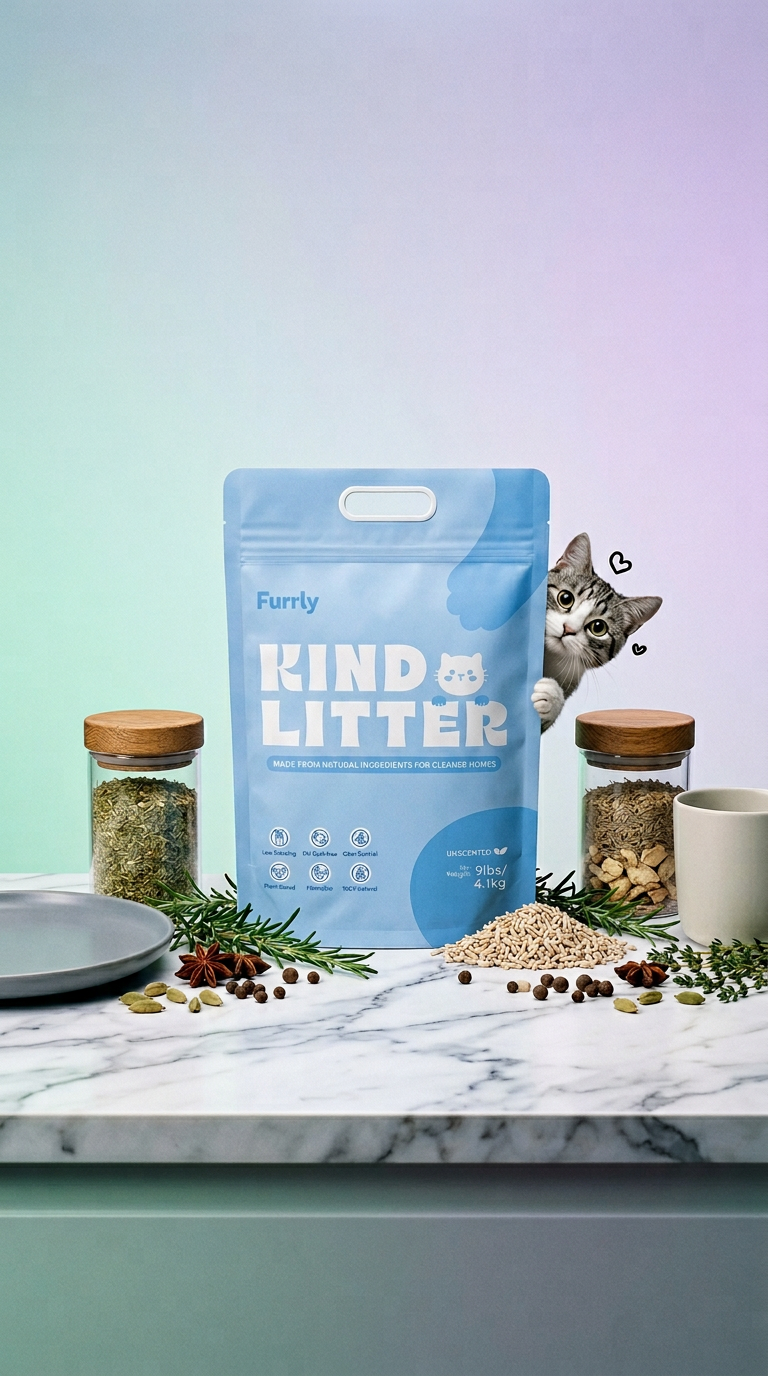 AI product shot of Furrly Natural Litter