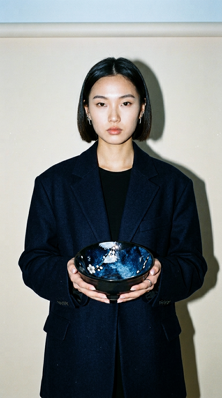 AI product shot of Ramen Skål – Aoi Hana – 22cm