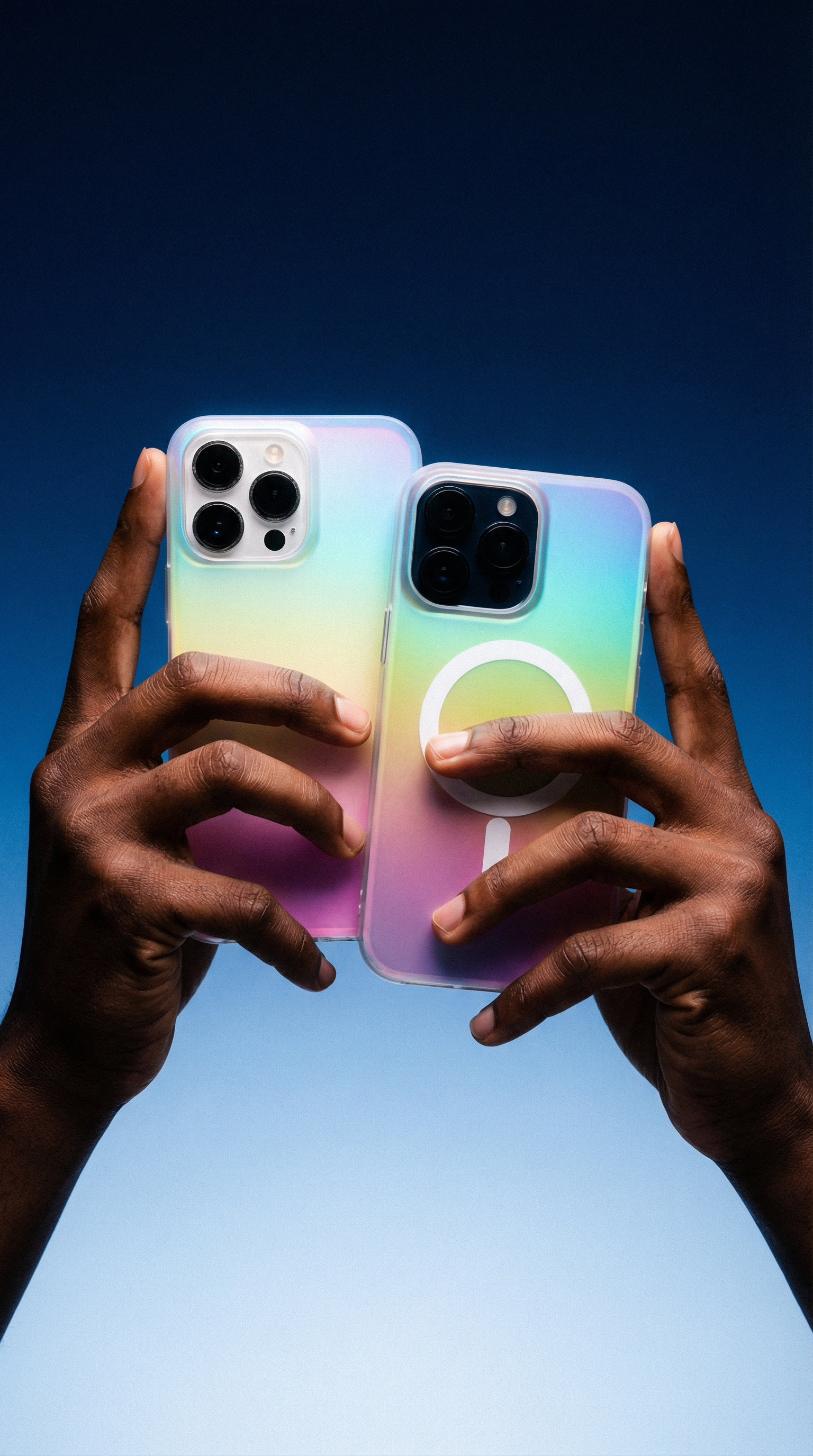 AI product shot of Personalised Mobile Accessories TPU PC Cover for iPhone 16e 17 Pro Max 15 Plus 14 13 12 Colorful Printable Magnetic Phone Case