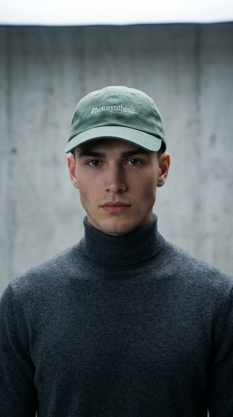 AI product shot of Photosynthesis Cap - kale