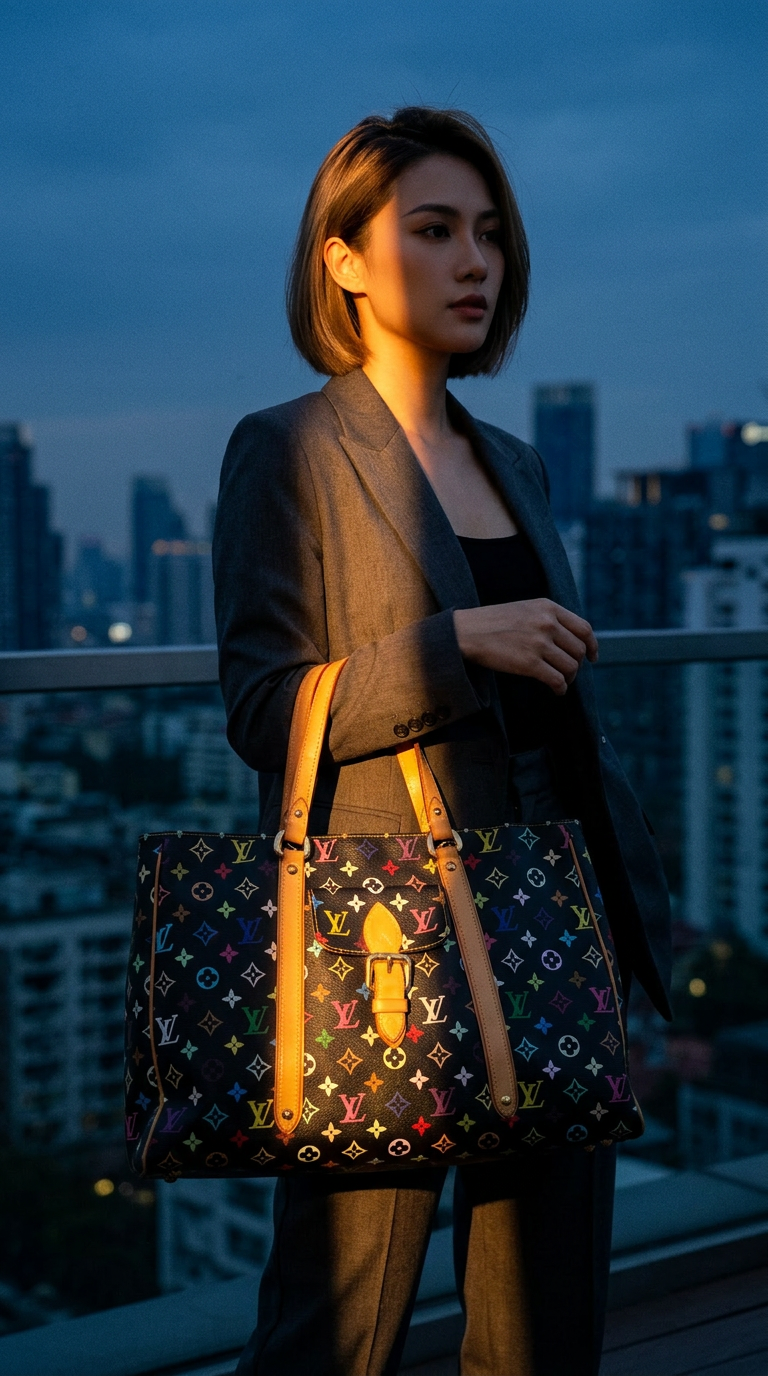 AI product shot of Louis Vuitton Murakami Tote