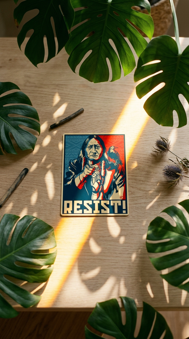AI product shot of RESIST Sticker