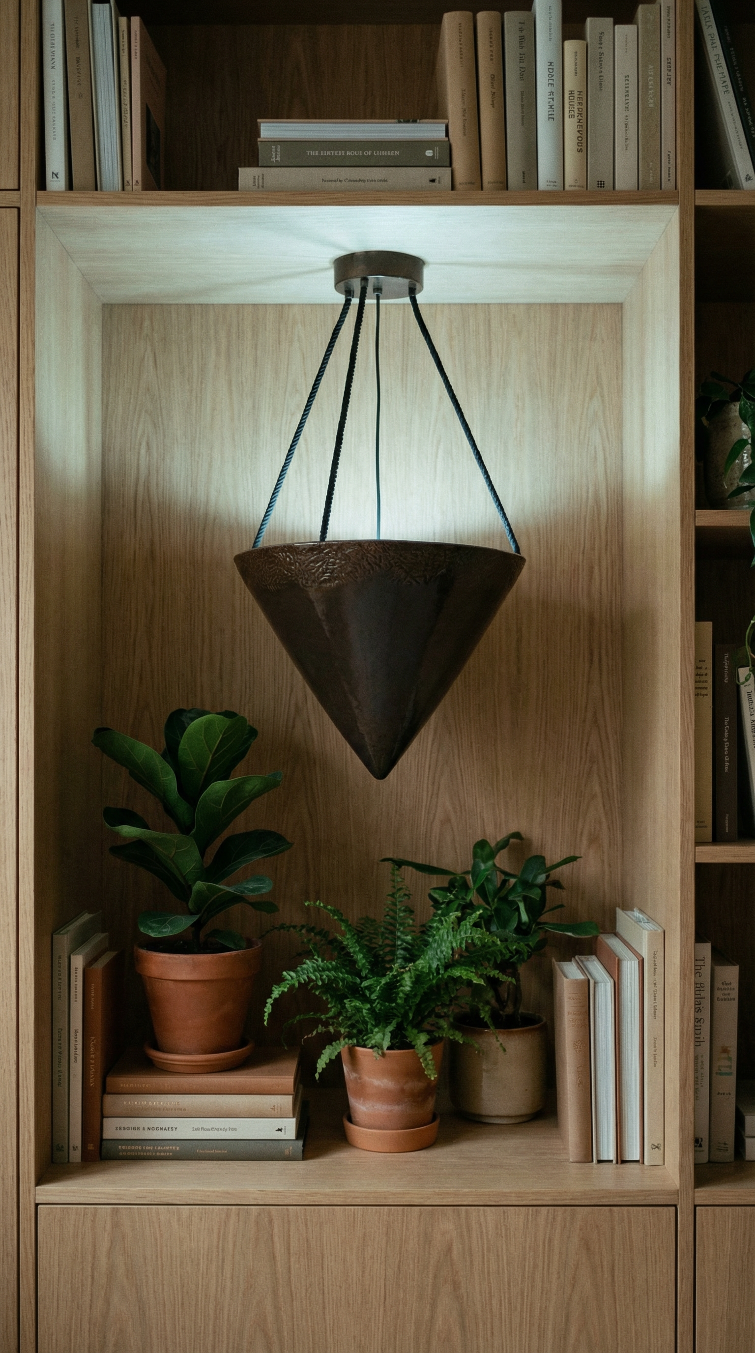 AI product shot of Suspension Artisanale Vestigo en Céramique