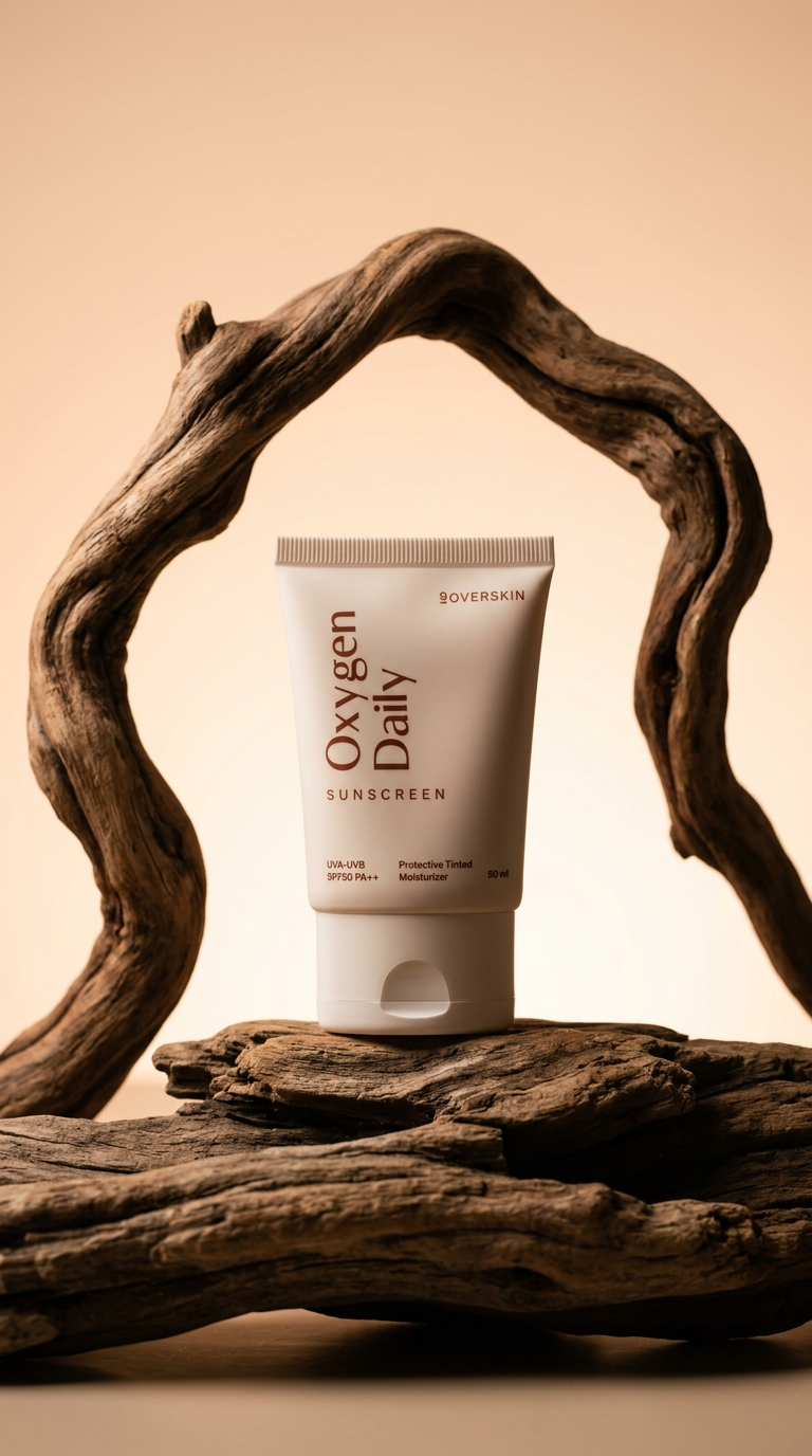 AI product shot of Oxygen daily sunscreen protective tinted moisturizer