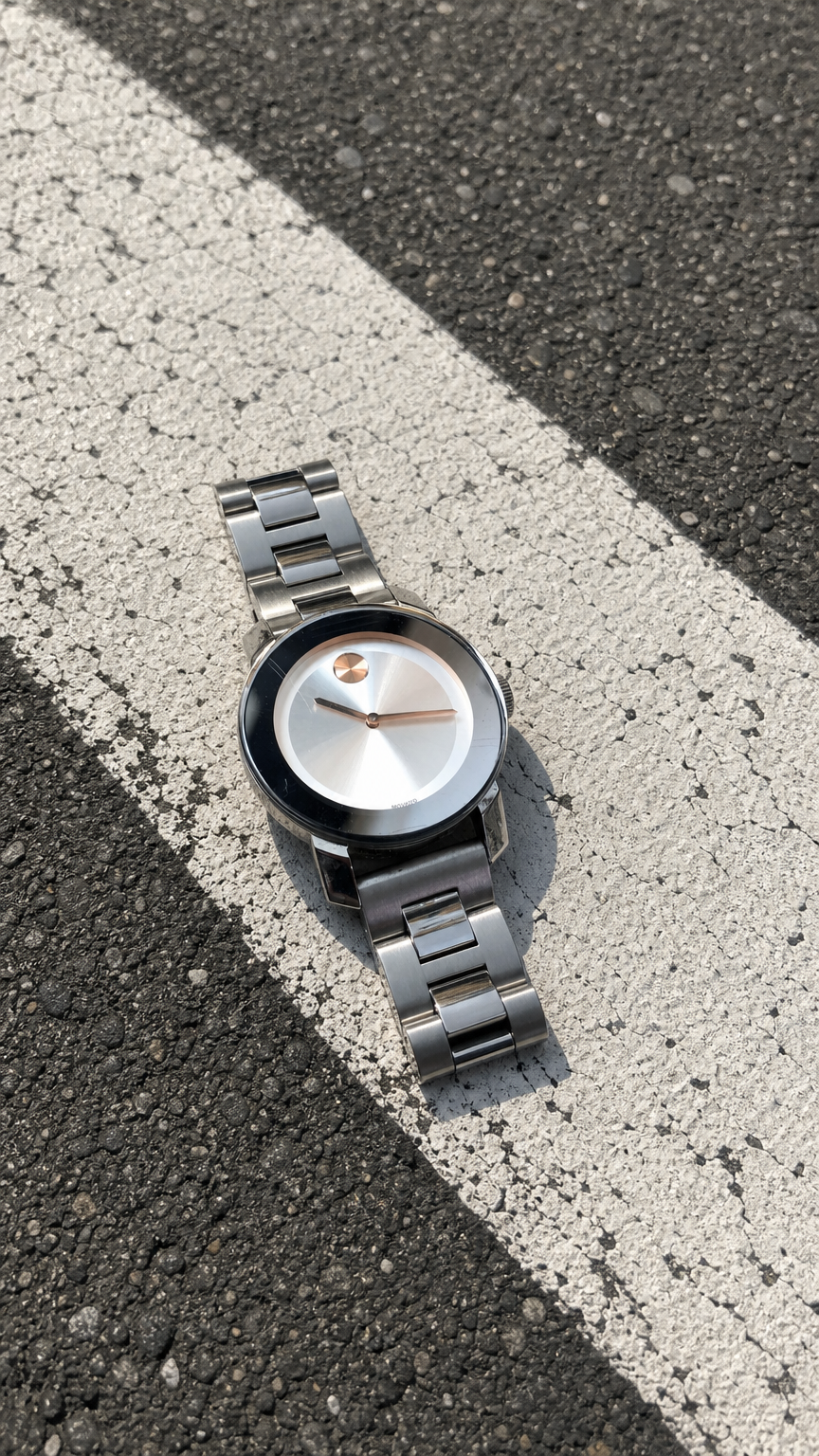 AI product shot of Movado Bold Silver and Rose Gold