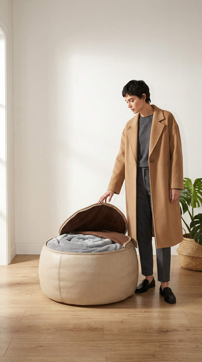 AI product shot of Stuffable Ottoman