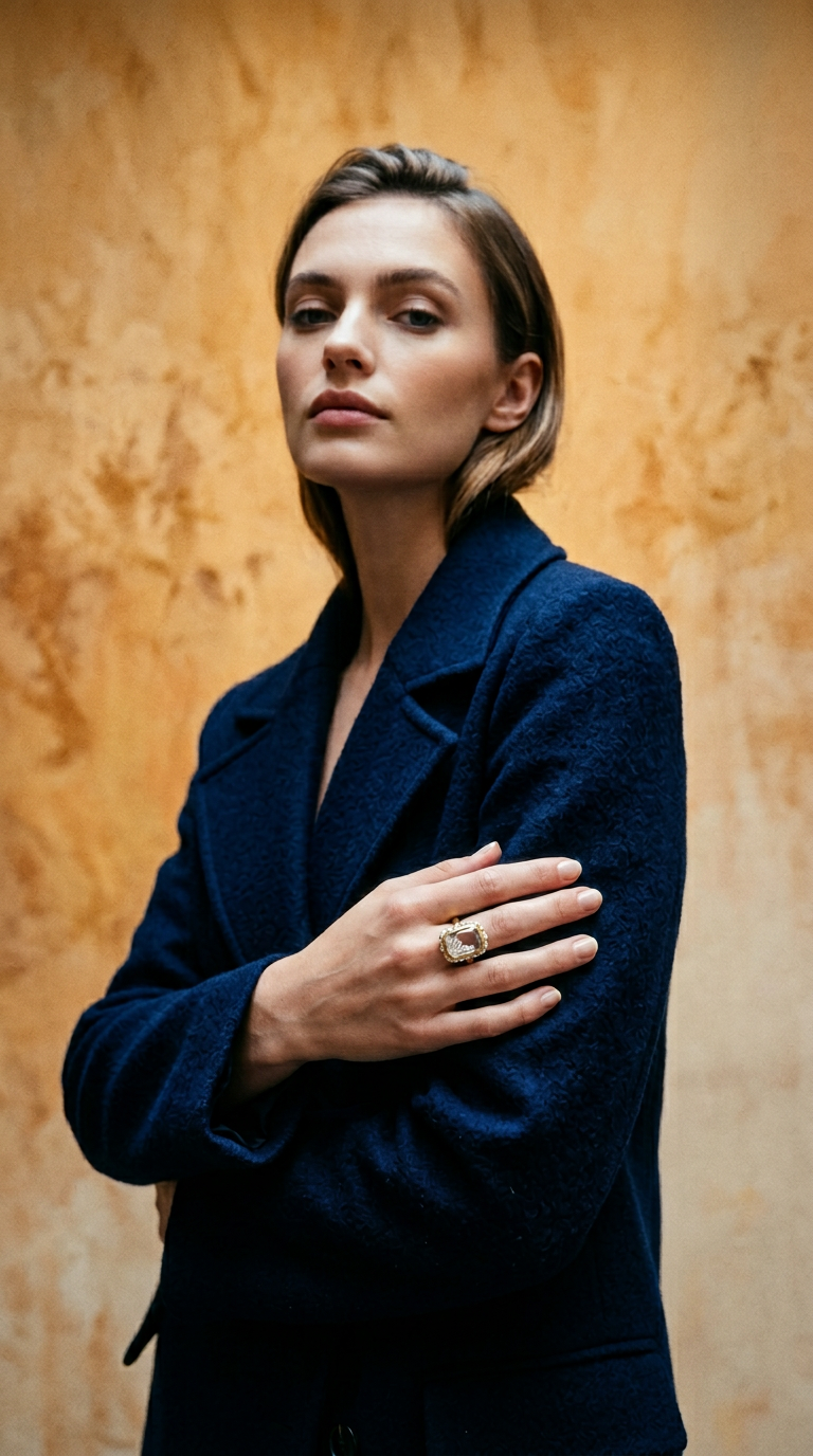 AI product shot of Diamond & 18k Gold Petite Antique Shaker Ring