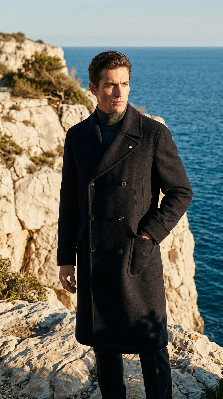 AI product shot of Tagliatore Sherry Double-Breasted Wool-Cashmere Coat Black