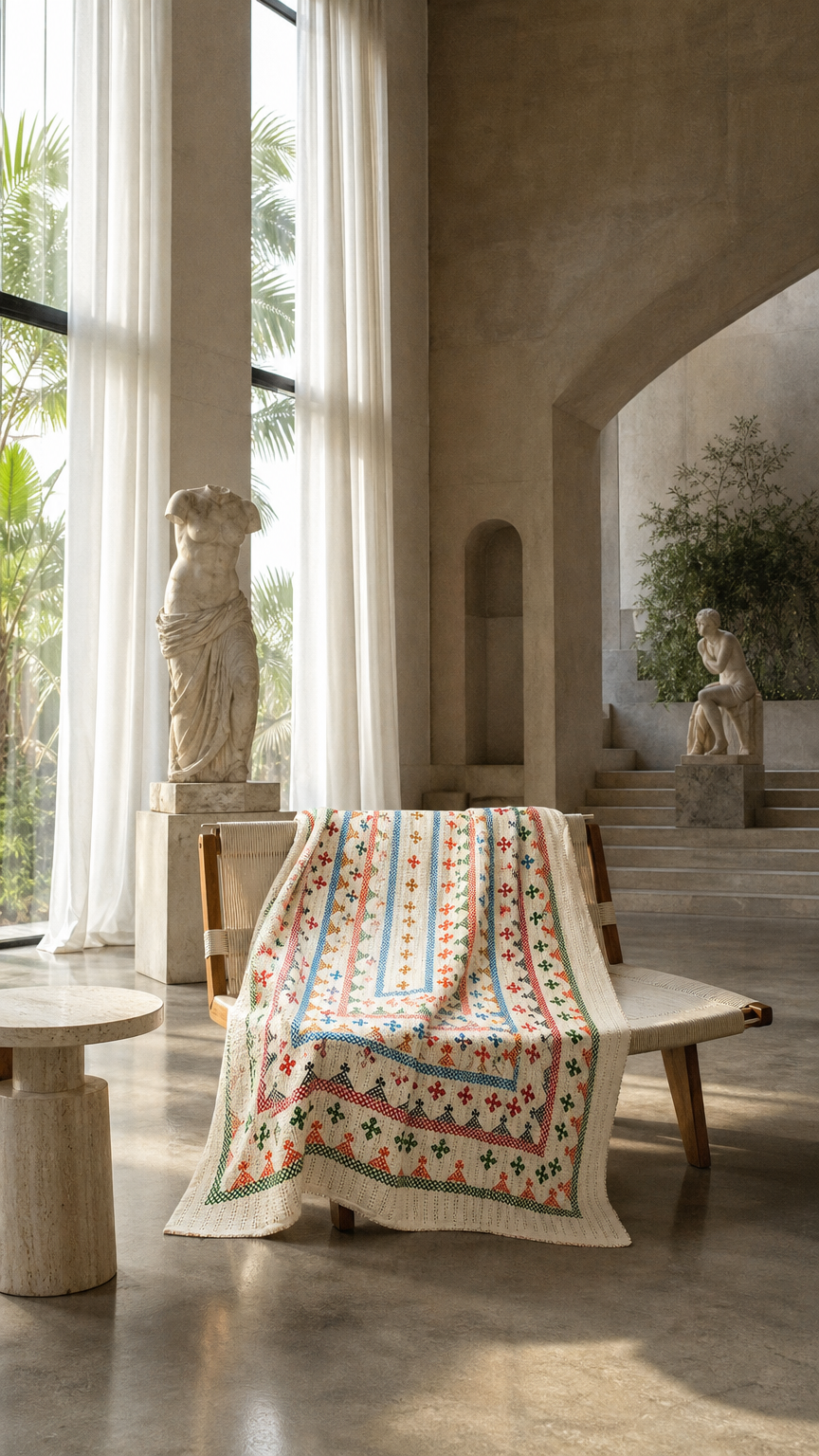 AI product shot of SINGLE KANTHA  - GREEN, ORANGE, RED, BLUE