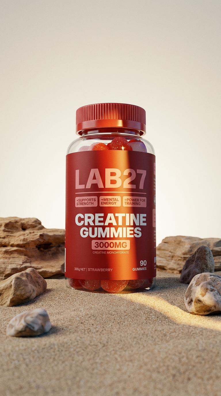 AI product shot of LAB27 Creatine Monohydrate Gummies