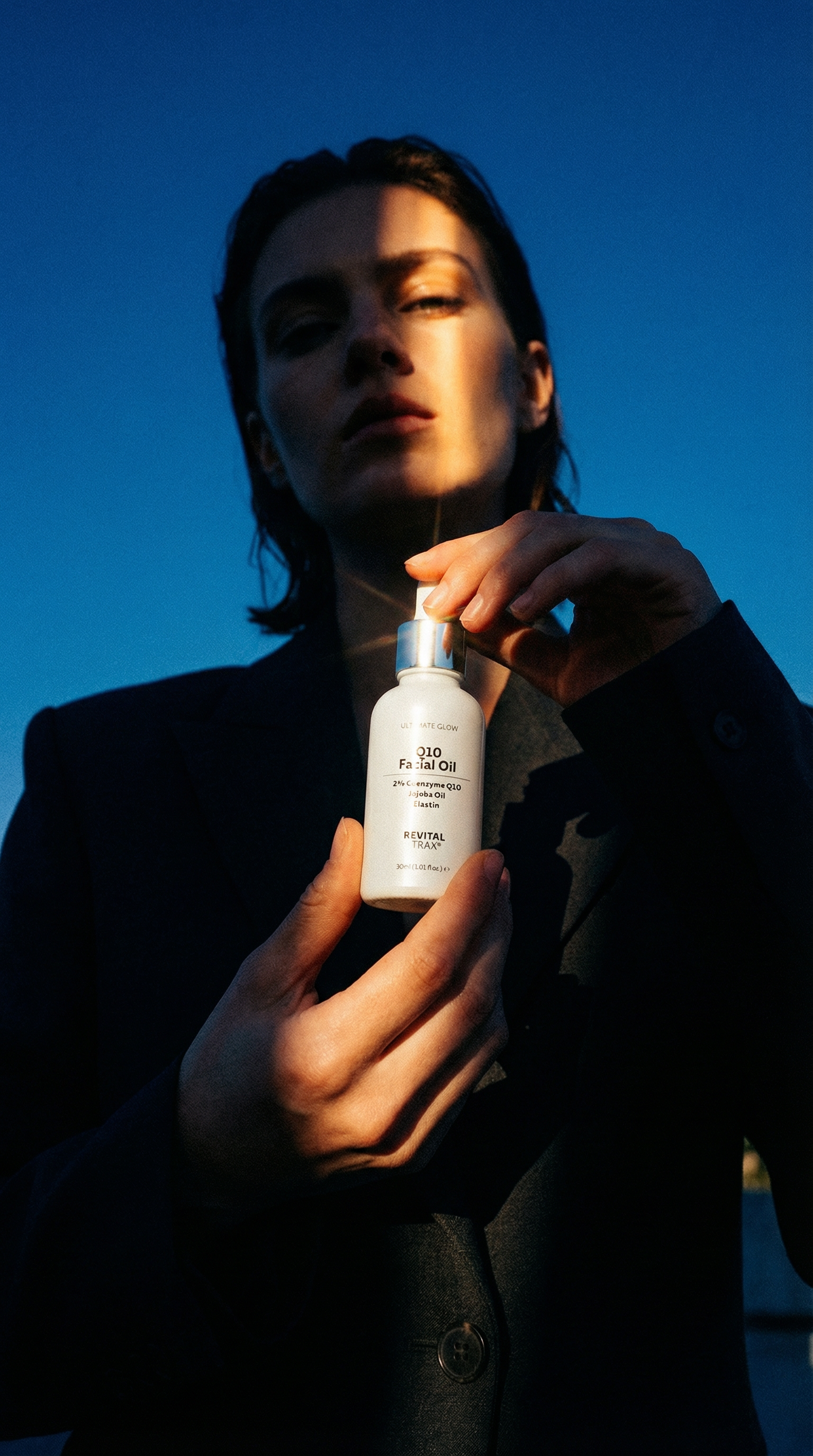 AI product shot of 2% Q10 Ultimate Glow Facial Oil