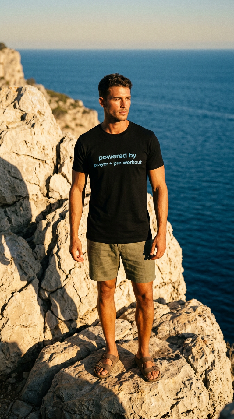 AI product shot of Powered By Prayer + Pre-Workout