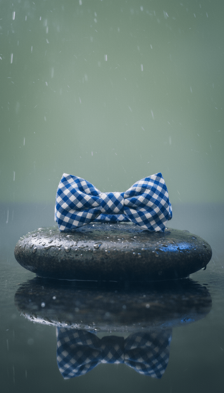 AI product shot of Lake Blue Gingham Dog Bow Tie