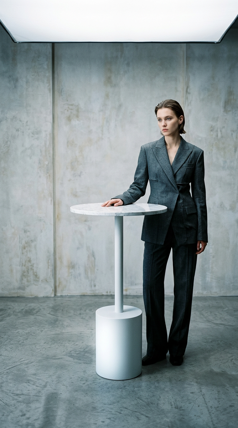 AI product shot of Coco Bar Table – White Marble / White Base