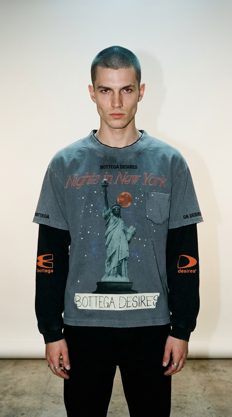AI product shot of Bottega Desires Nights In NY Layered Long Sleeve Black