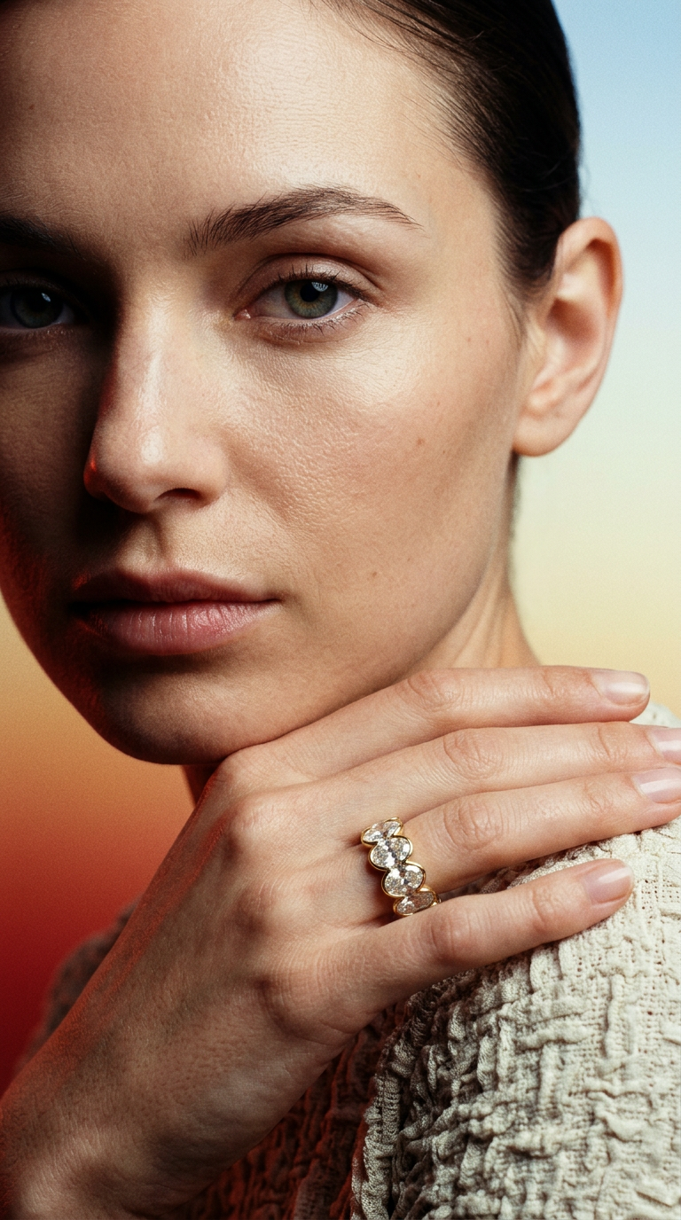 AI product shot of The New Bond Street Ring – Oval Diamond Eternity Ring
