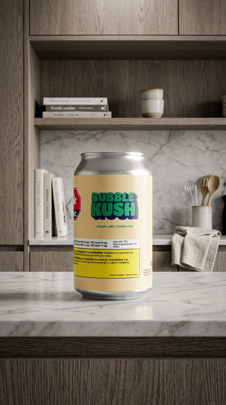 AI product shot of Bubble Kush – Lemon Lime Soda