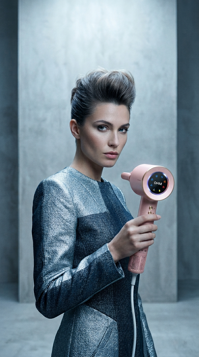 AI product shot of OHM Ultra+ Hair Dryer