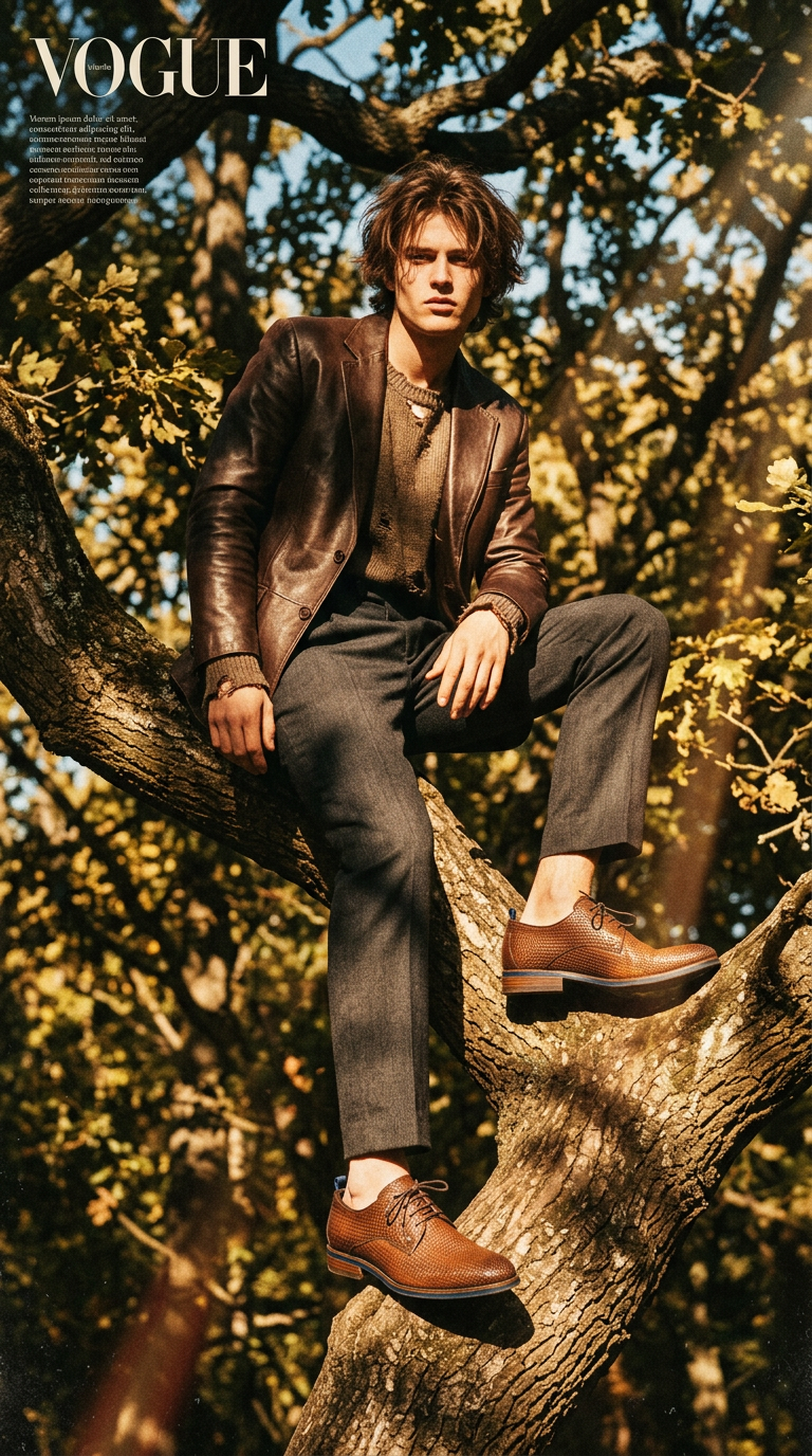 AI product shot of Falco Tile | Bruine nette schoen