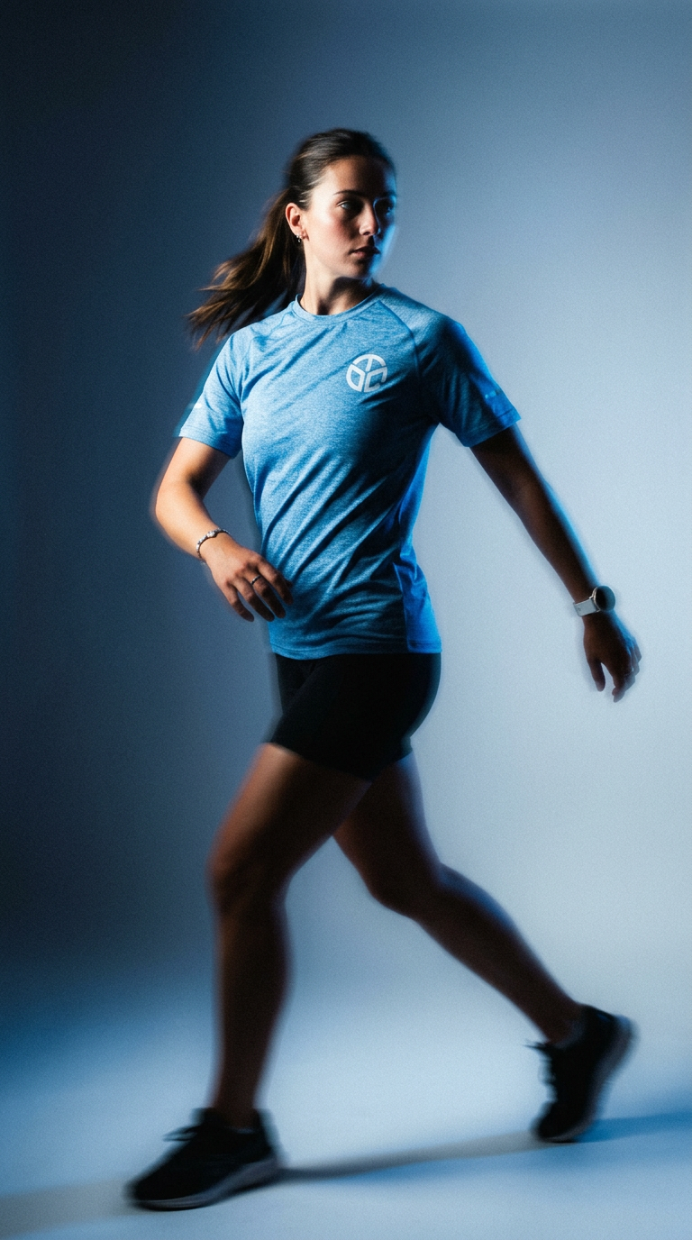 AI product shot of Womens DTC Fitness Top - Blue