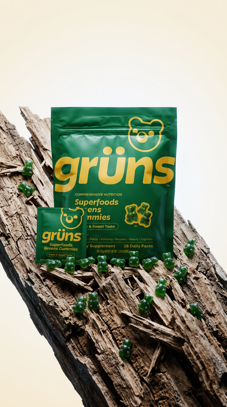 AI product shot of Grüns Superfood Gummies