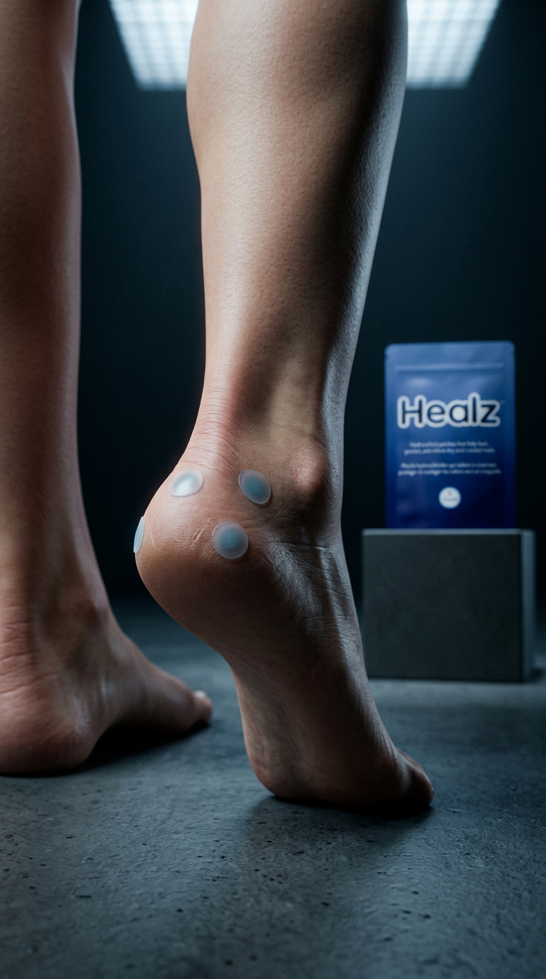AI product shot of Healz Hydrocolloid Patches – Heal, Protect, and Relieve Painful Cracked Heels