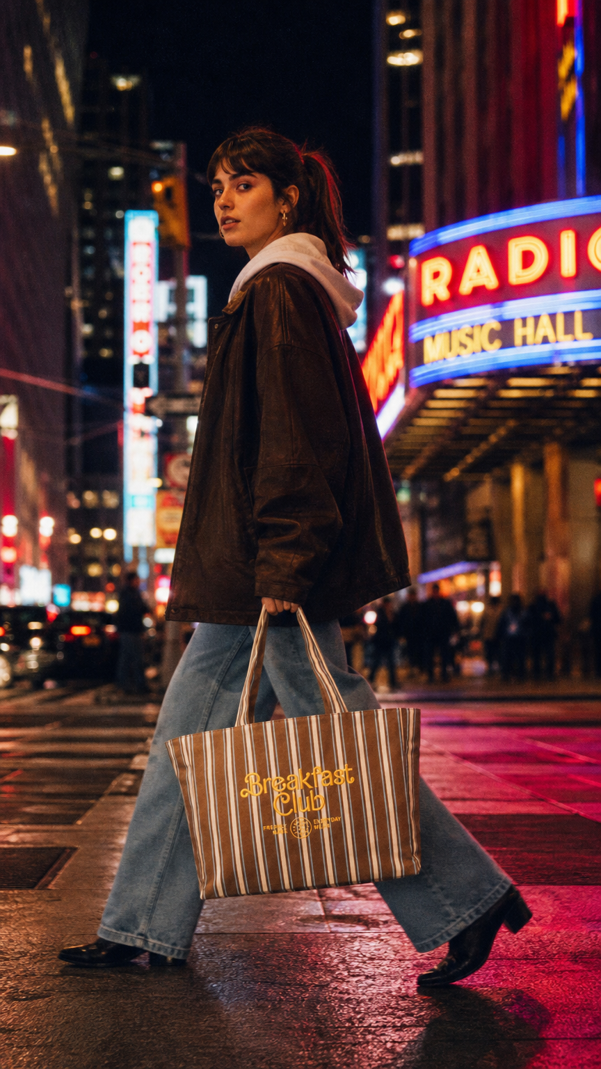 AI product shot of The Breakfast Club Tote Bag