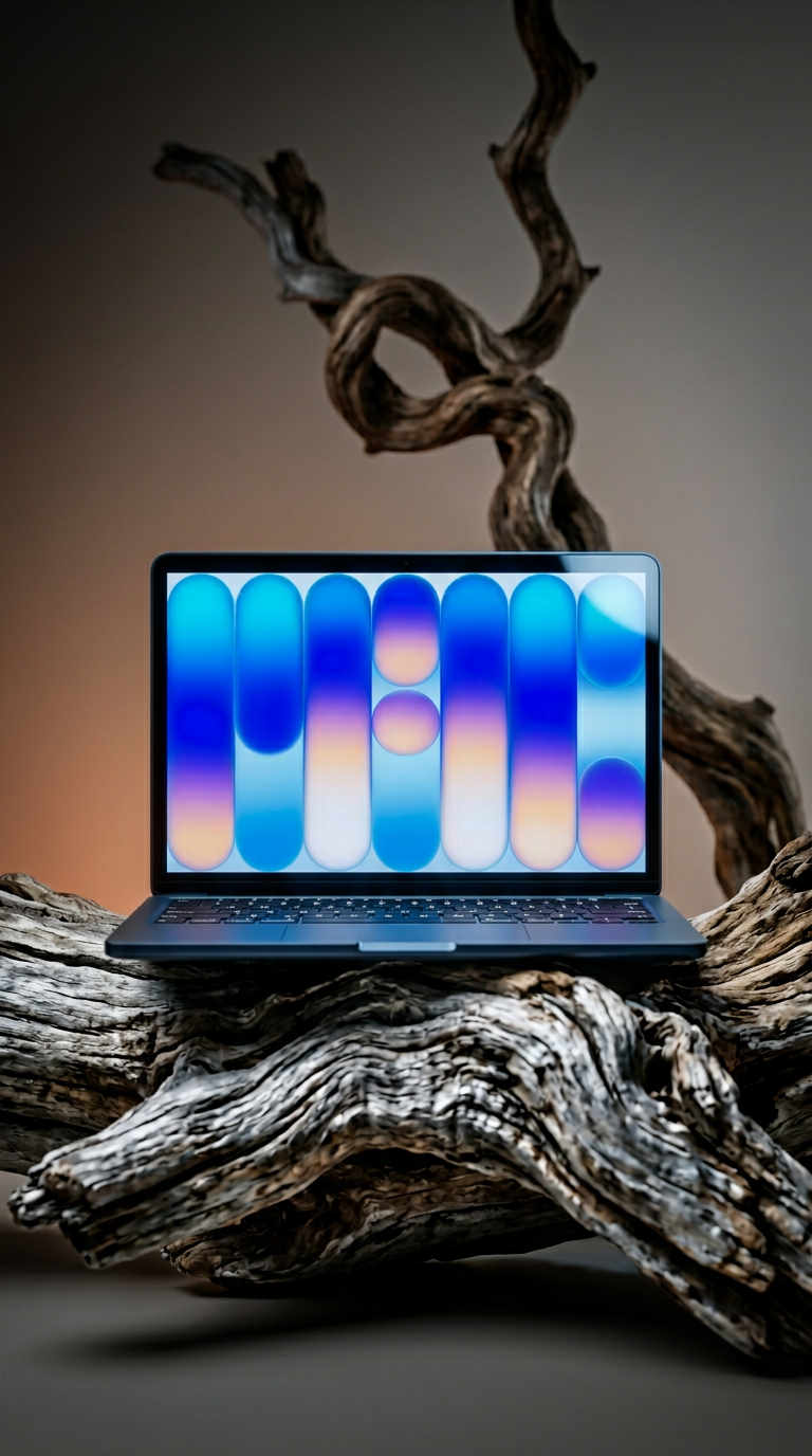 AI product shot of MacBook Neo
