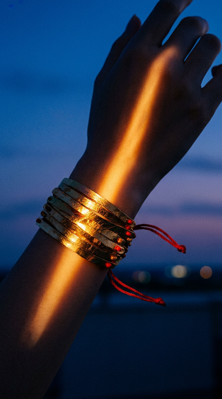 AI product shot of 14K Gold Bar Bracelet