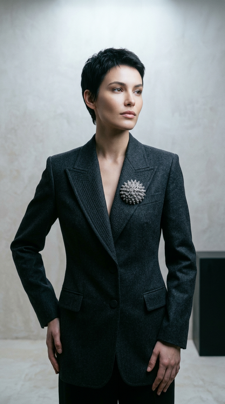 AI product shot of Étoile earrings brooch