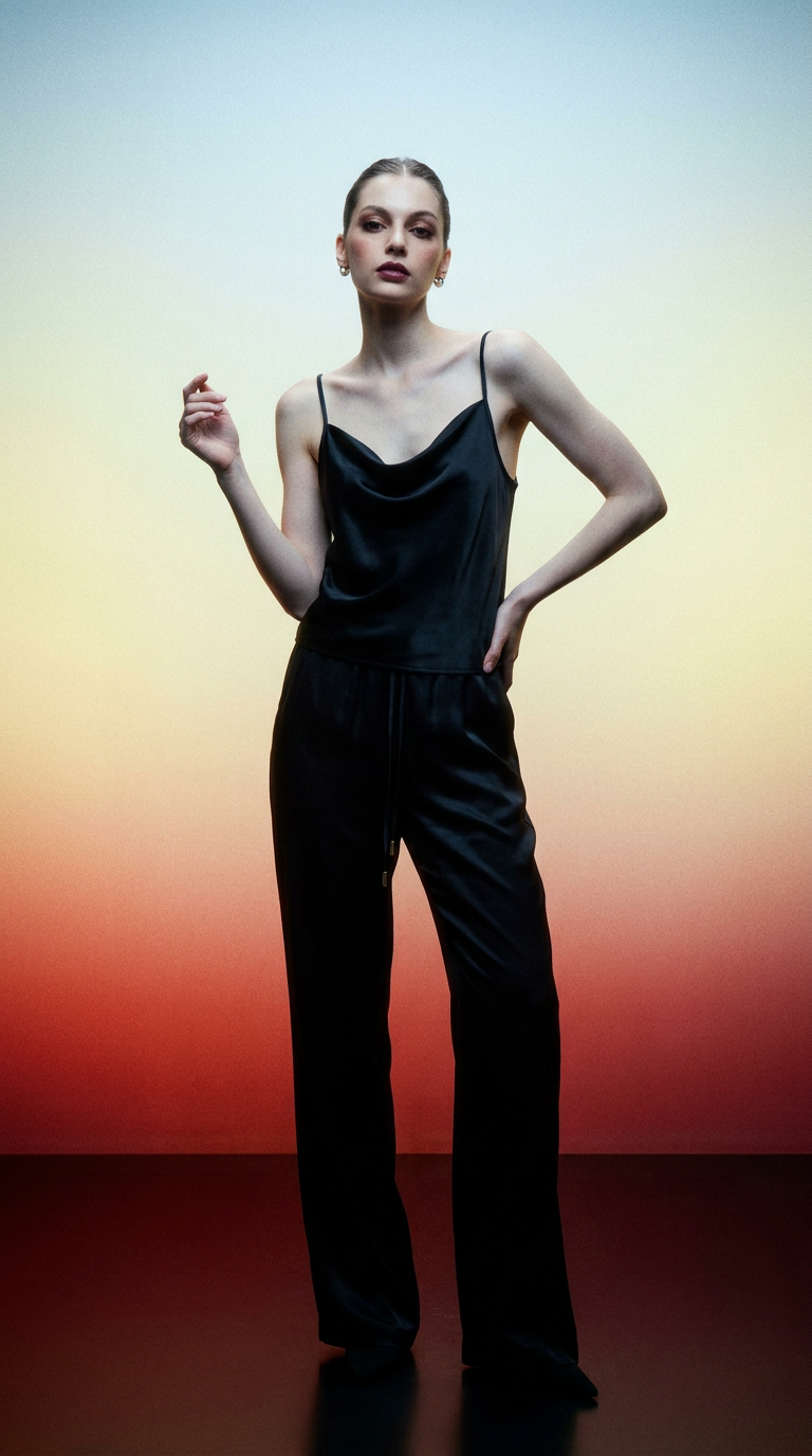 AI product shot of 真絲垂領上衣