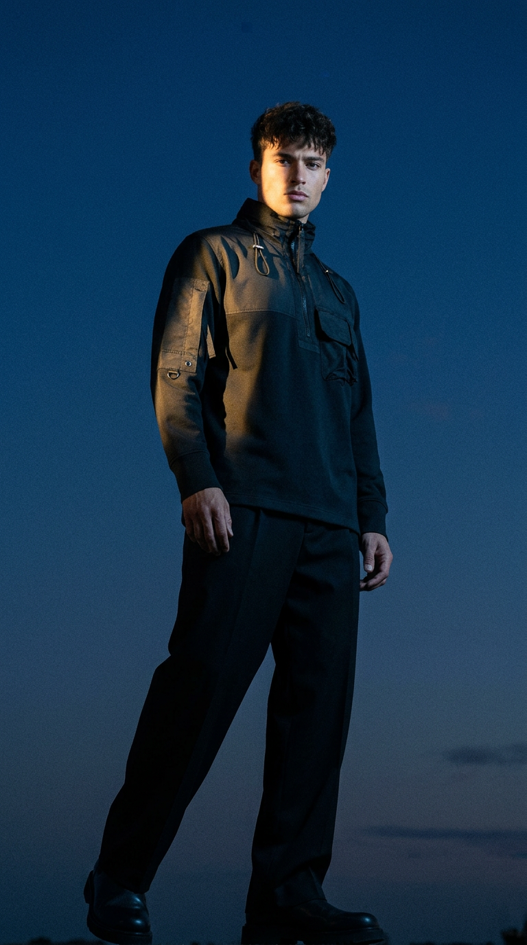 AI product shot of Half Zip Hybrid Sweater