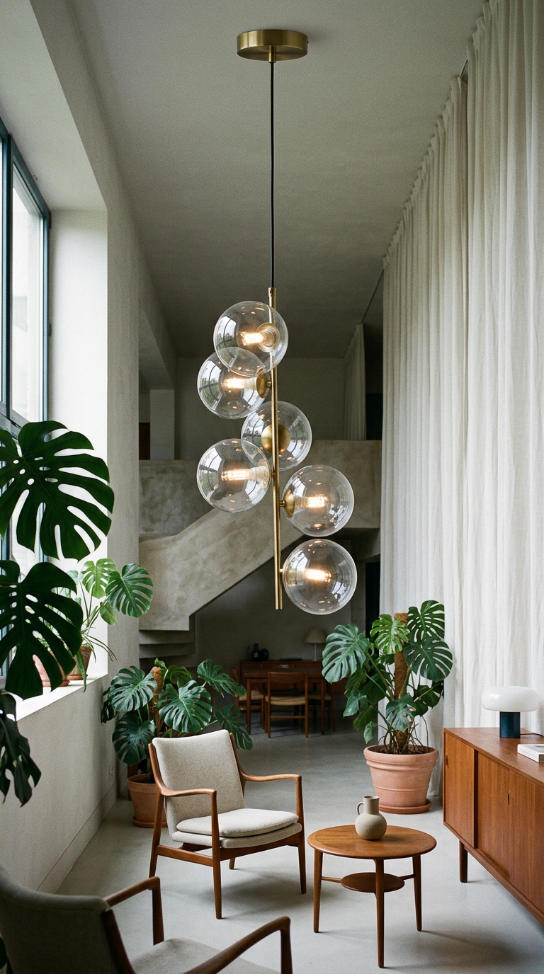 AI product shot of Pendant lamp with crystal spheres "ROMEE" - 6 x G9