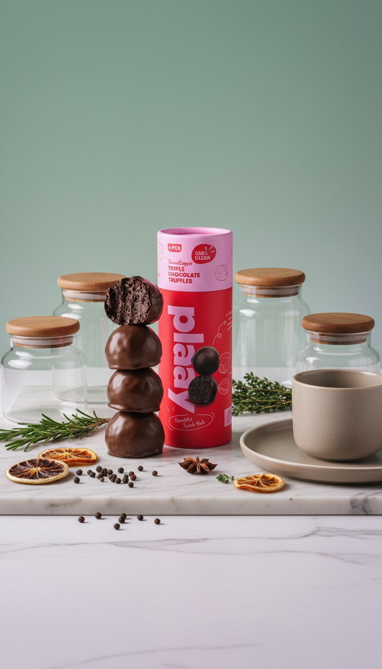 AI product shot of Triple Chocolate Truffles 60g