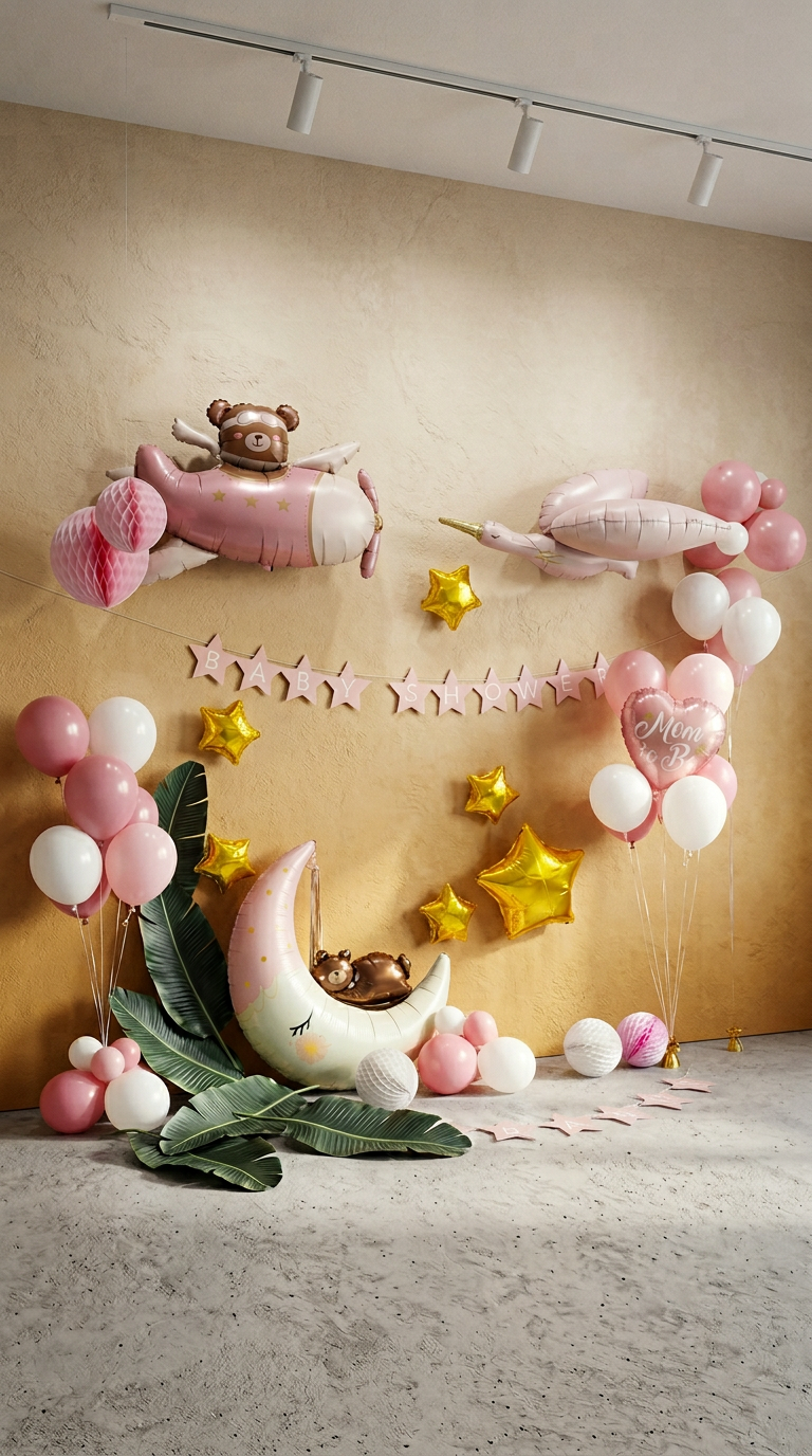 AI product shot of Babyshower Decoratie Pakket Roze