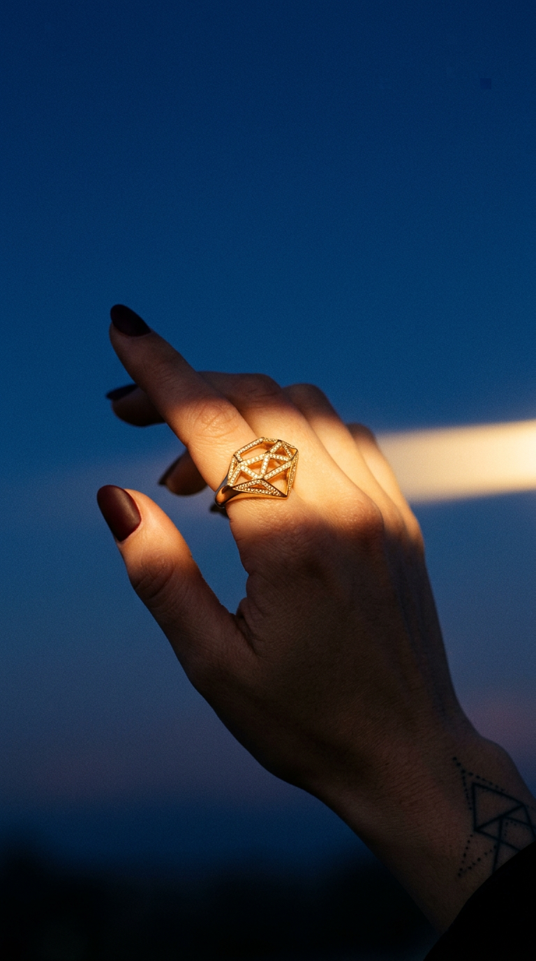 AI product shot of Andy - East/West Half Bezel Pear Diamond Ring
